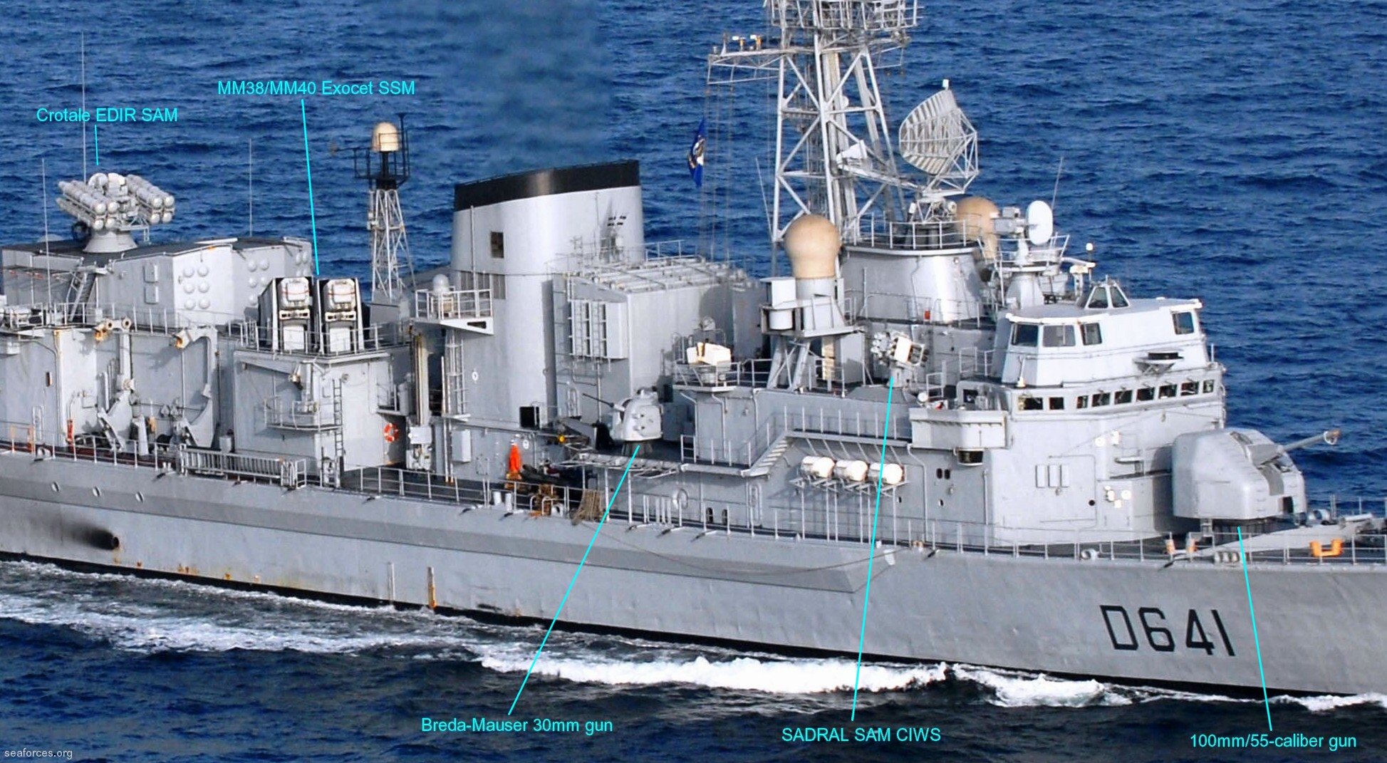 georges leygues class frigate anti submarine destroyer f70as french navy crotale edir sam mm38 mm40 exocet ssm sadral ciws 100mm gun