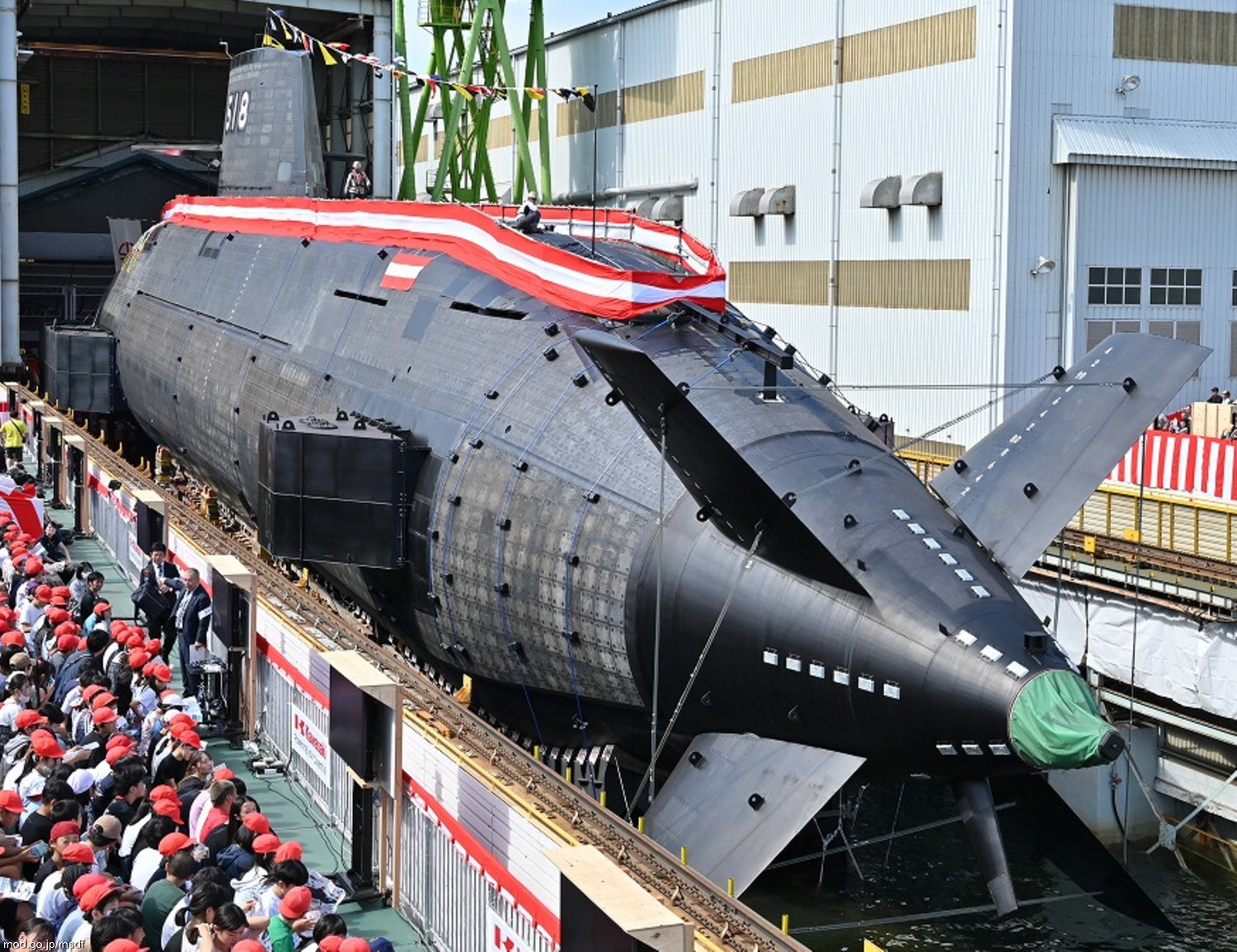 ss-518 js sogei taigei 29ss class attack submarine ssk japan maritime self defense force jmsdf mhi 2025 04 launch