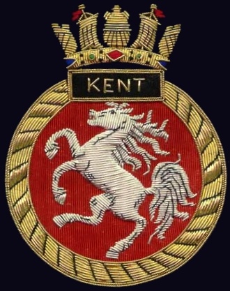d 12 hms kent insignia crest patch badge royal navy