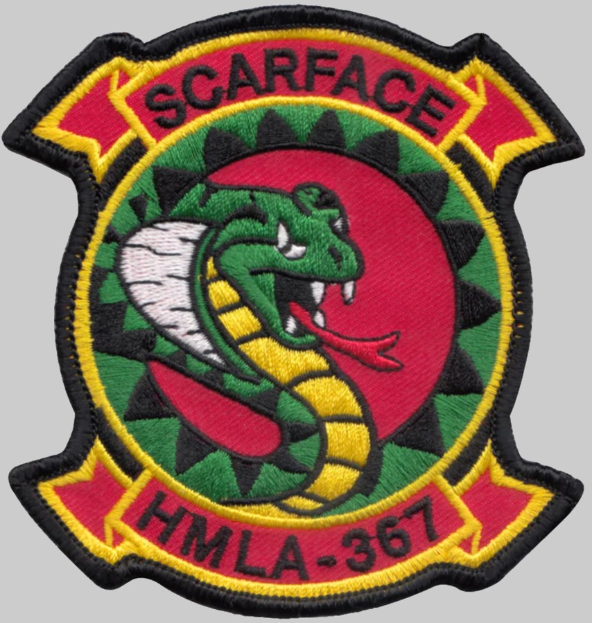 hmla-367 scarface insignia crest patch badge marine light attack helicopter squadron 02p