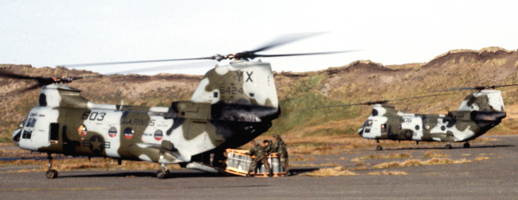 hmm-166 sea elk ch-46e sea knight marine medium helicopter squadron usmc kernel potlatch 1989