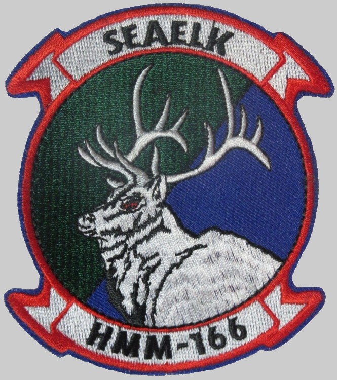 hmm-166 sea elk insignia crest patch badge ch-46e sea knight marine medium helicopter squadron usmc 02p