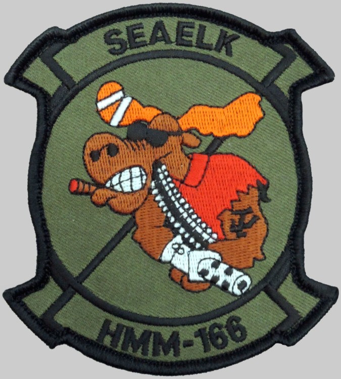 hmm-166 sea elk insignia crest patch badge ch-46e sea knight marine medium helicopter squadron usmc 03p