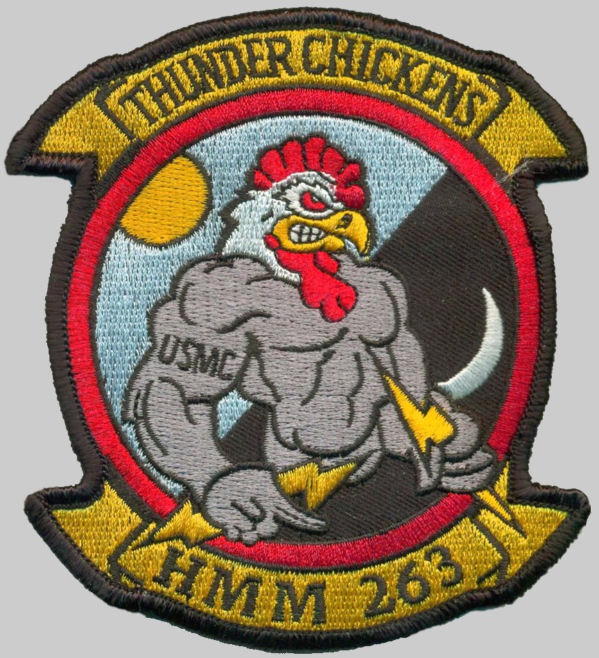 hmm-263 thunder chickens insignia crest patch badge ch-46e sea knight marine medium helicopter squadron usmc 02p