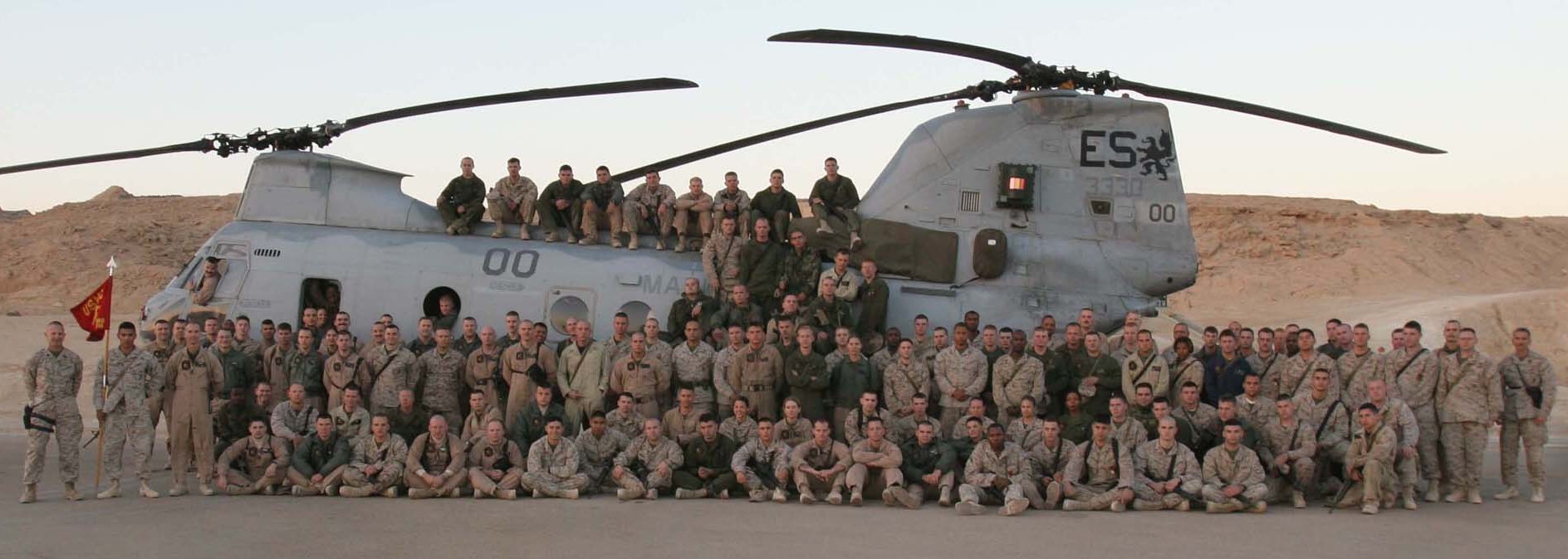 hmm-266 fighting griffins ch-46e sea knight marine medium helicopter squadron usmc al asad iraq 2005 09