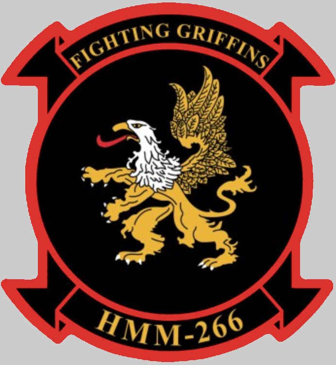 hmm-266 fighting griffins insignia crest patch badge ch-46e sea knight marine medium helicopter squadron usmc 02x