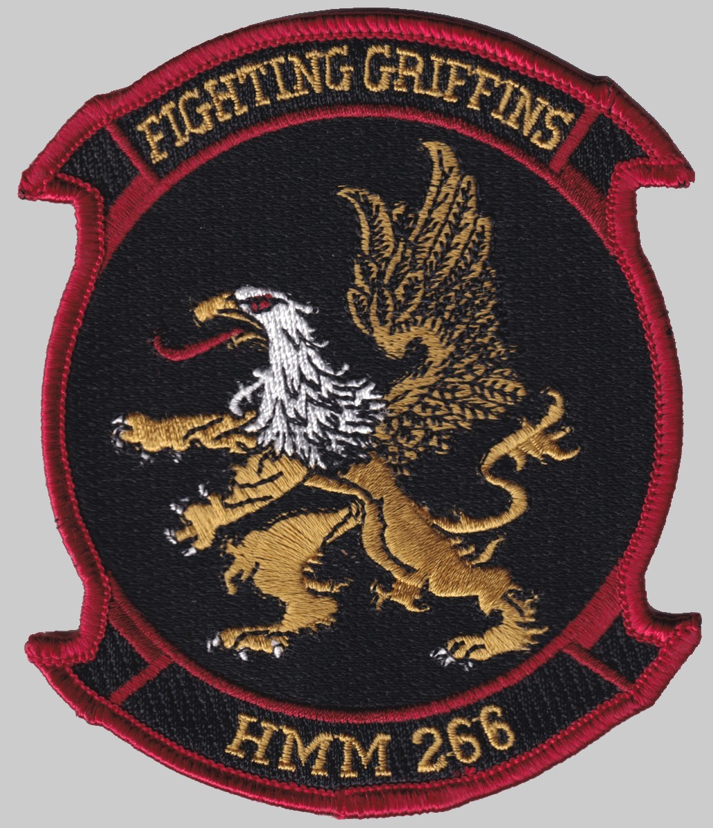 hmm-266 fighting griffins insignia crest patch badge ch-46e sea knight marine medium helicopter squadron usmc 03p