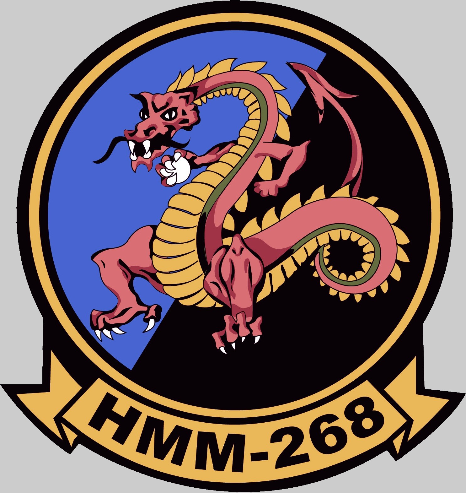 hmm-268 red dragons insignia crest patch badge ch-46e sea knight marine medium helicopter squadron 02x