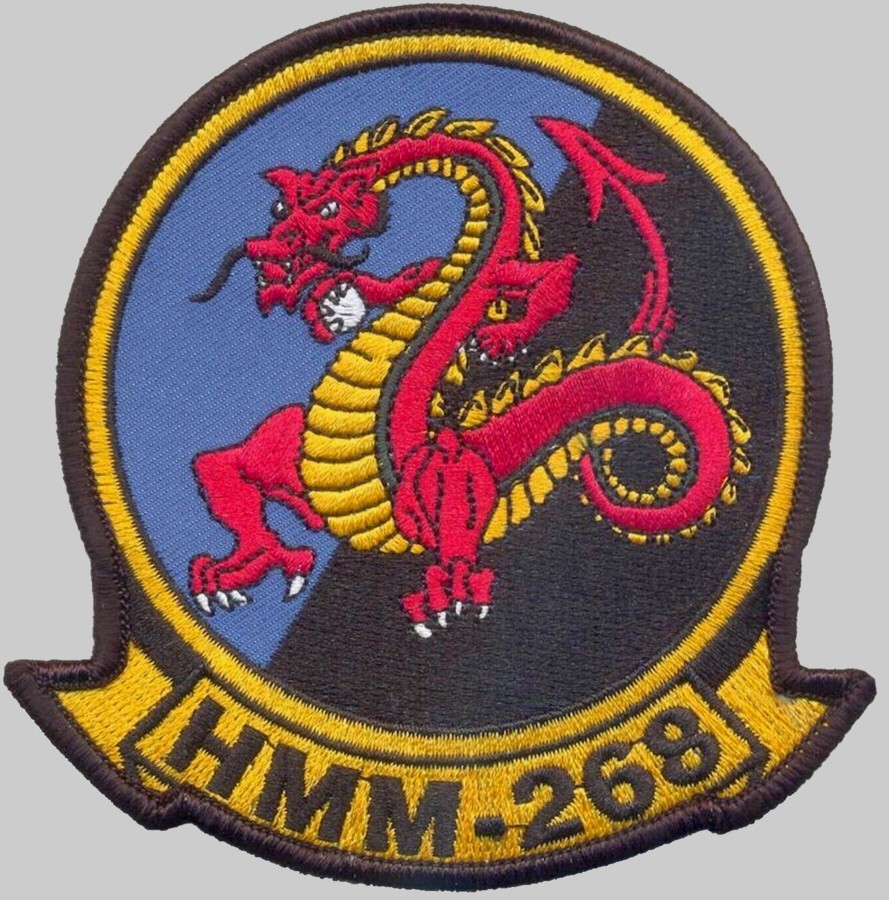 hmm-268 red dragons insignia crest patch badge ch-46e sea knight marine medium helicopter squadron usmc 03p