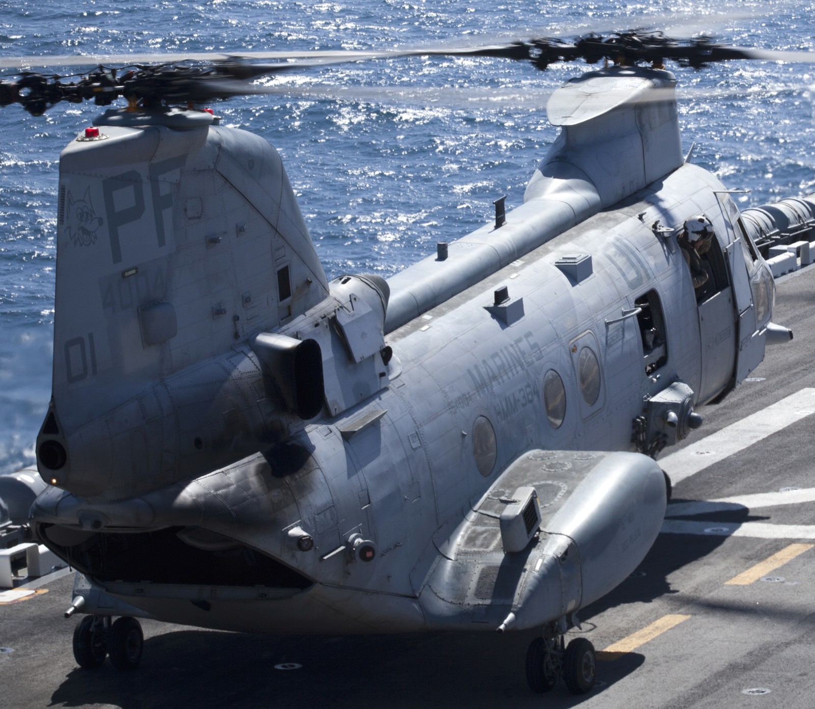 hmm-364 purple foxes ch-46e sea knight marine medium helicopter squadron lha-5 uss peleliu 19