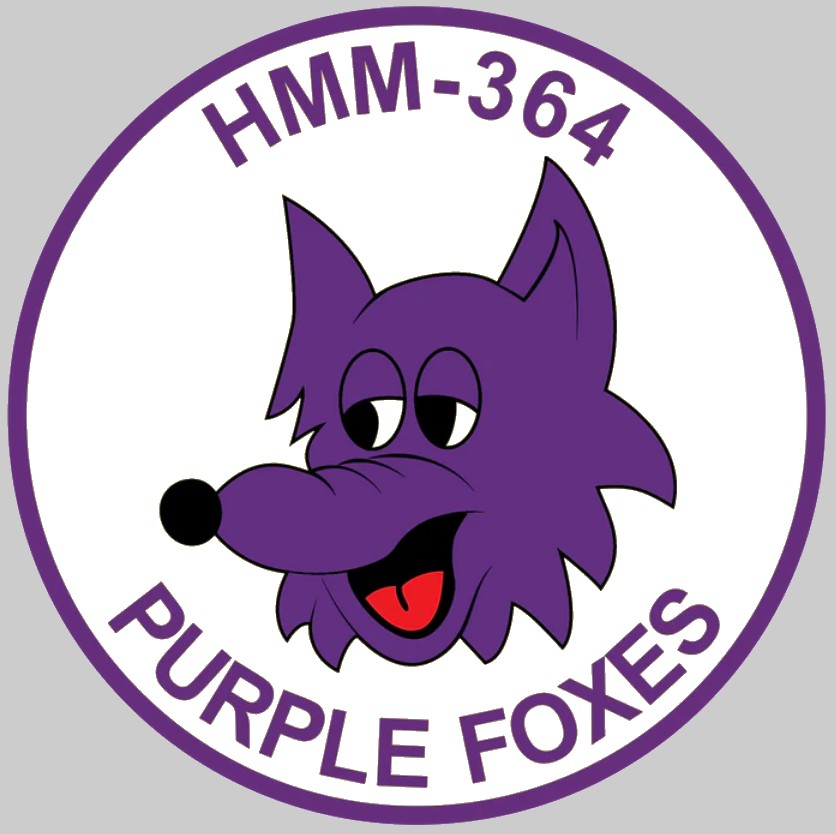 hmm-364 purple foxes insignia crest patch badge ch-46e sea knight marine medium helicopter squadron 02x 