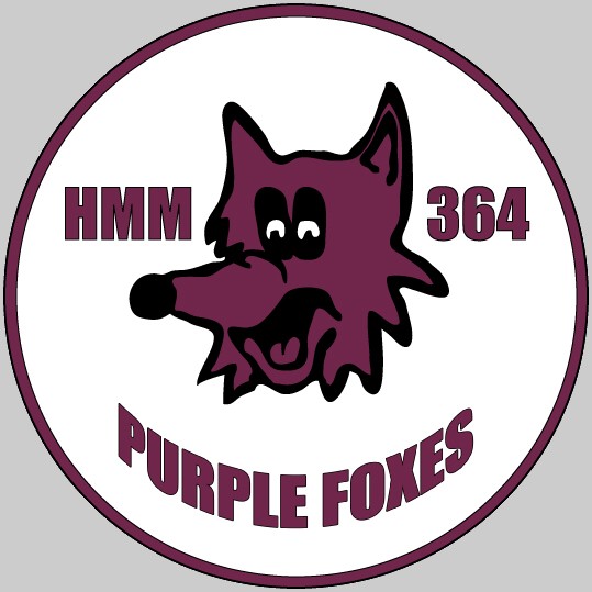 hmm-364 purple foxes insignia crest patch badge ch-46e sea knight marine medium helicopter squadron usmc 03c