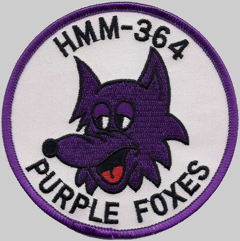 hmm-364 purple foxes insignia crest patch badge ch-46e sea knight marine medium helicopter squadron usmc 02p