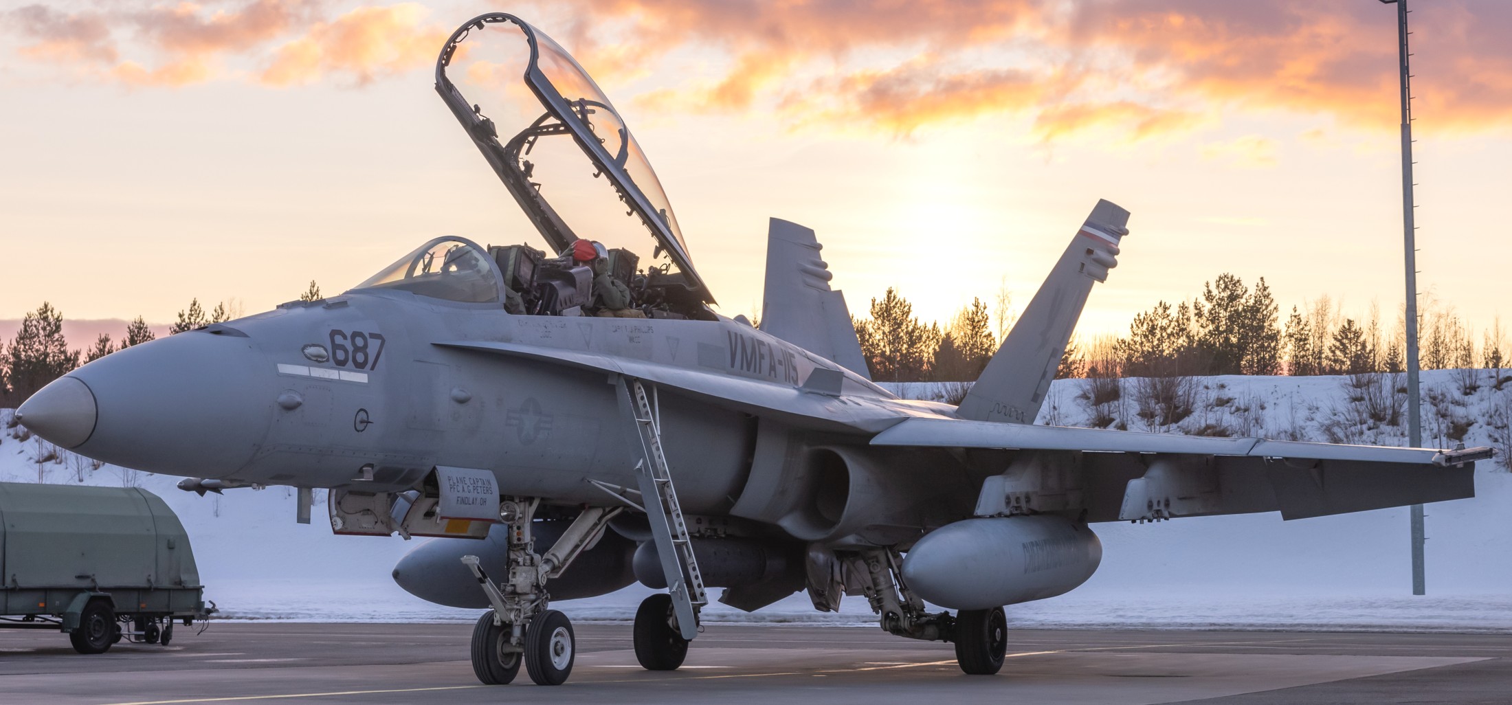 vmfa-312 checkerboards marine fighter attack squadron f/a-18d hornet oulu airport finland nordic response 2024