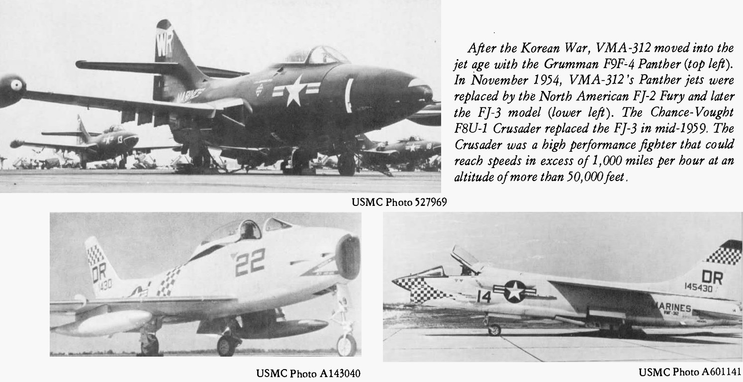 vmf-312 checkerboards f9f-4 panther fj-2 fury f8u-1 crusader