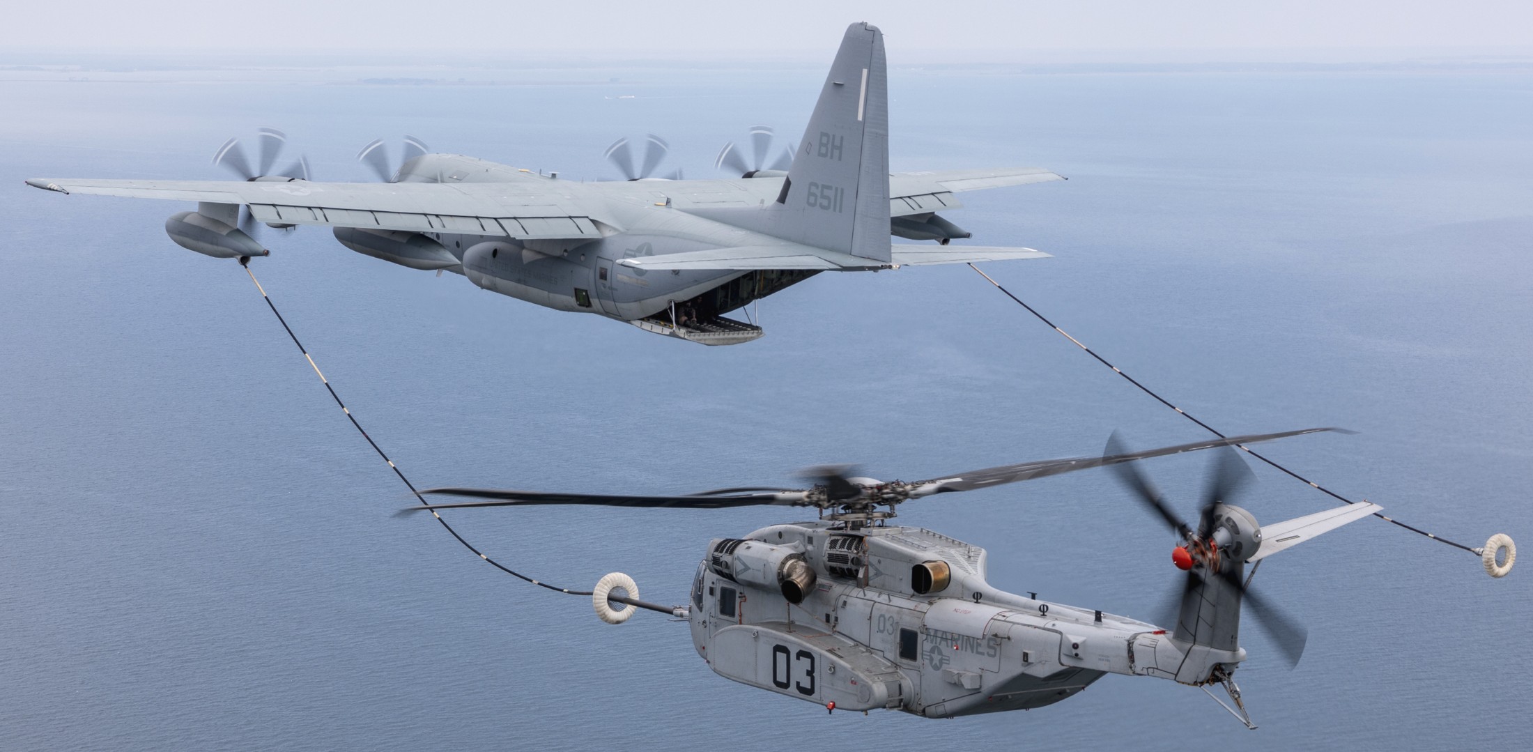 vmgr-252 otis marine aerial refueler transport squadron kc-130j super hercules refueling ch-53k king stallion 63 