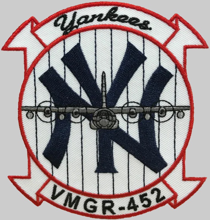 vmgr-452 yankees insignia crest patch badge marine aerial refueler transport squadron kc-130j super hercules 02p