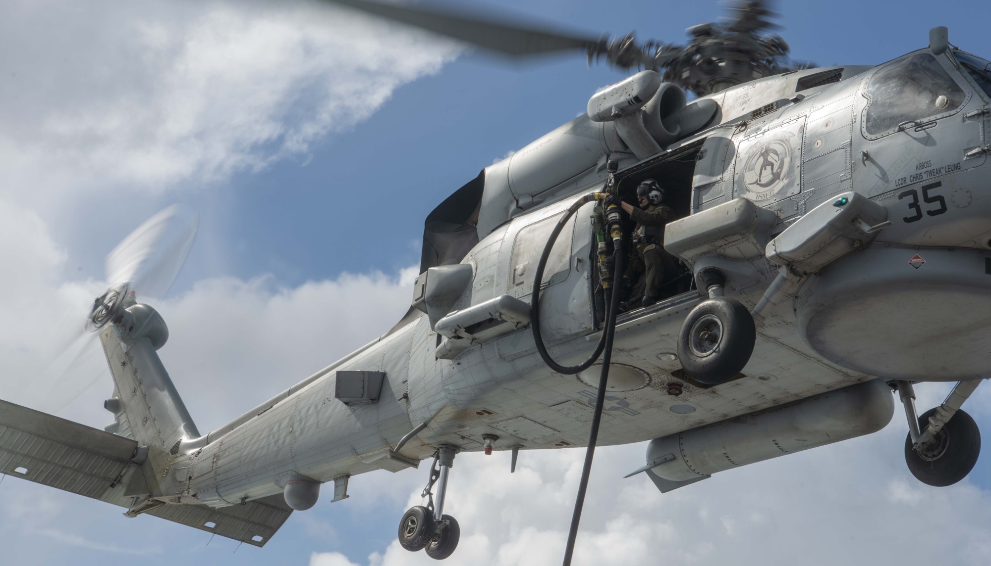 hsm-37 easyriders helicopter maritime strike squadron mh-60r seahawk inflight refueling 57