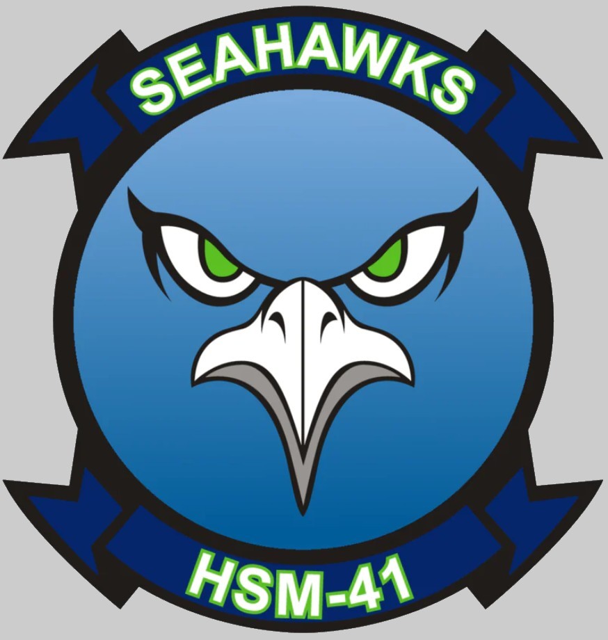 hsm-41 seahawks insignia crest patch badge helicopter maritime strike squadron mh-60r navy 02c