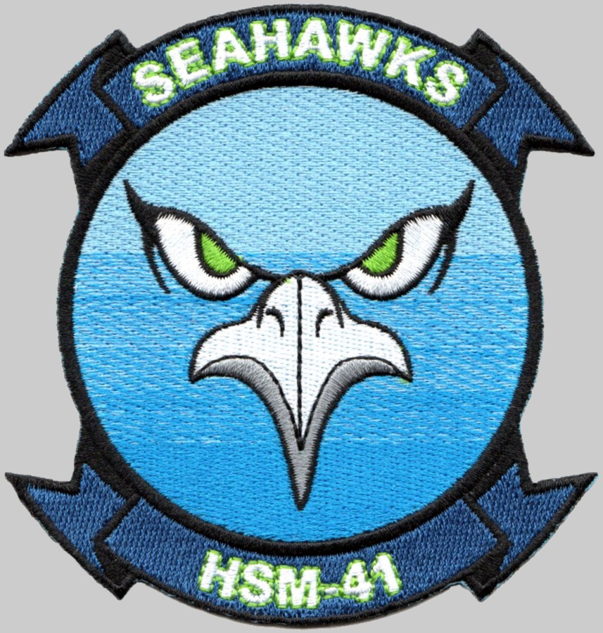 hsm-41 seahawks insignia crest patch badge helicopter maritime strike squadron mh-60r navy 02p