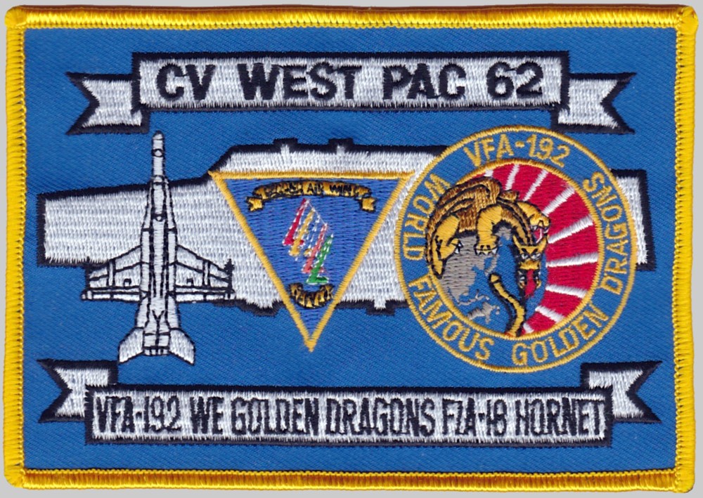 vfa-192 golden dragons insignia crest cruise patch badge f/a-18e super hornet strike fighter squadron us navy 06p