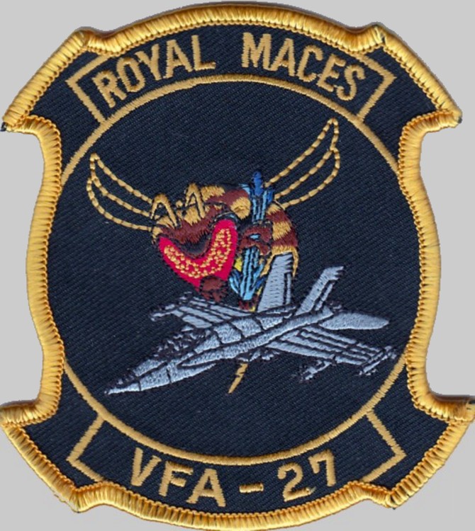 vfa-27 royal maces insignia crest patch badge strike fighter squadron f/a-18e super hornet cvw-5 mcas iwakuni 04p