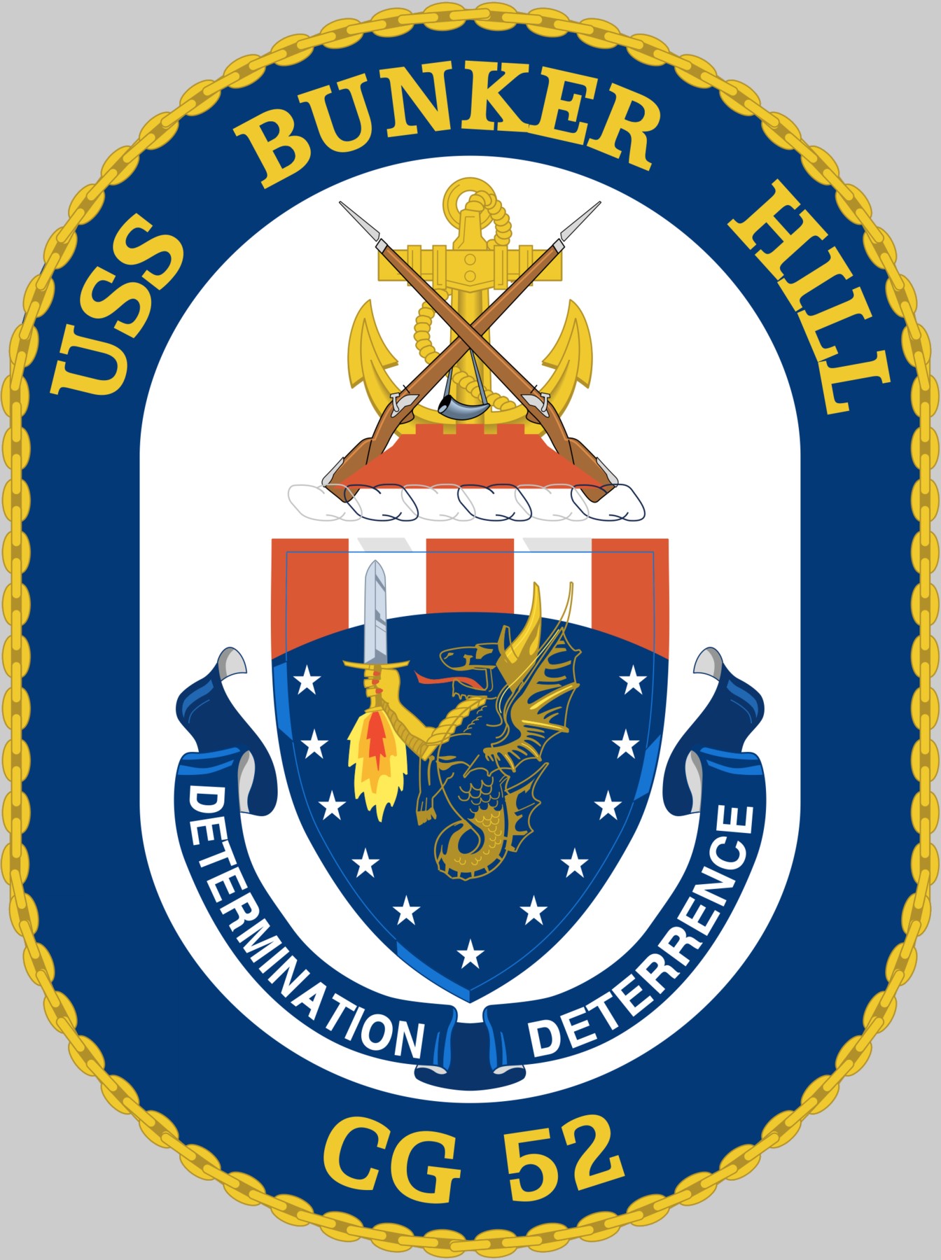 cg-52 uss bunker hill insignia crest patch badge ticonderoga class guided missile cruiser aegis us navy 02c