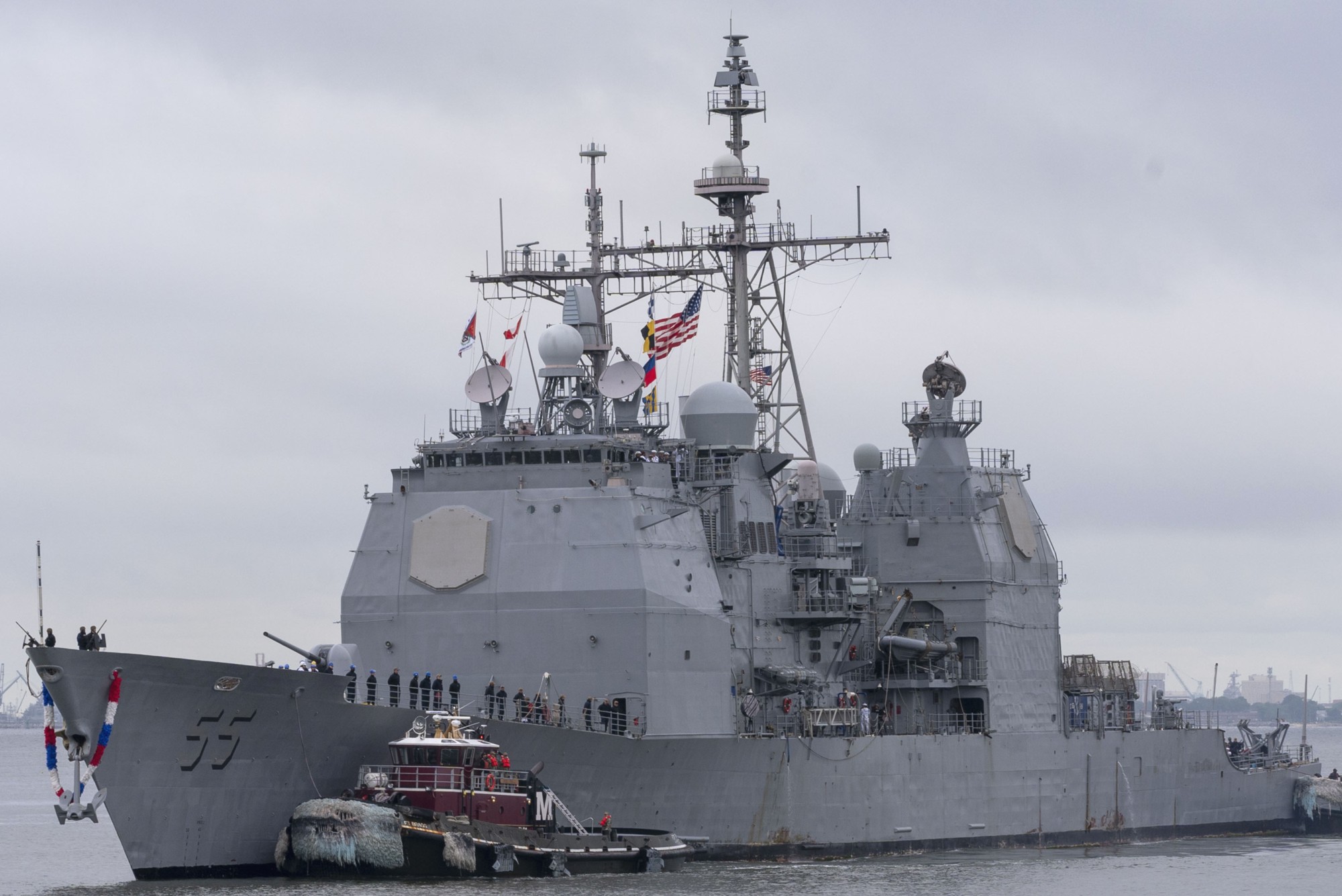 cg-55 uss leyte gulf ticonderoga class guided missile cruiser aegis returning norfolk 2024 101