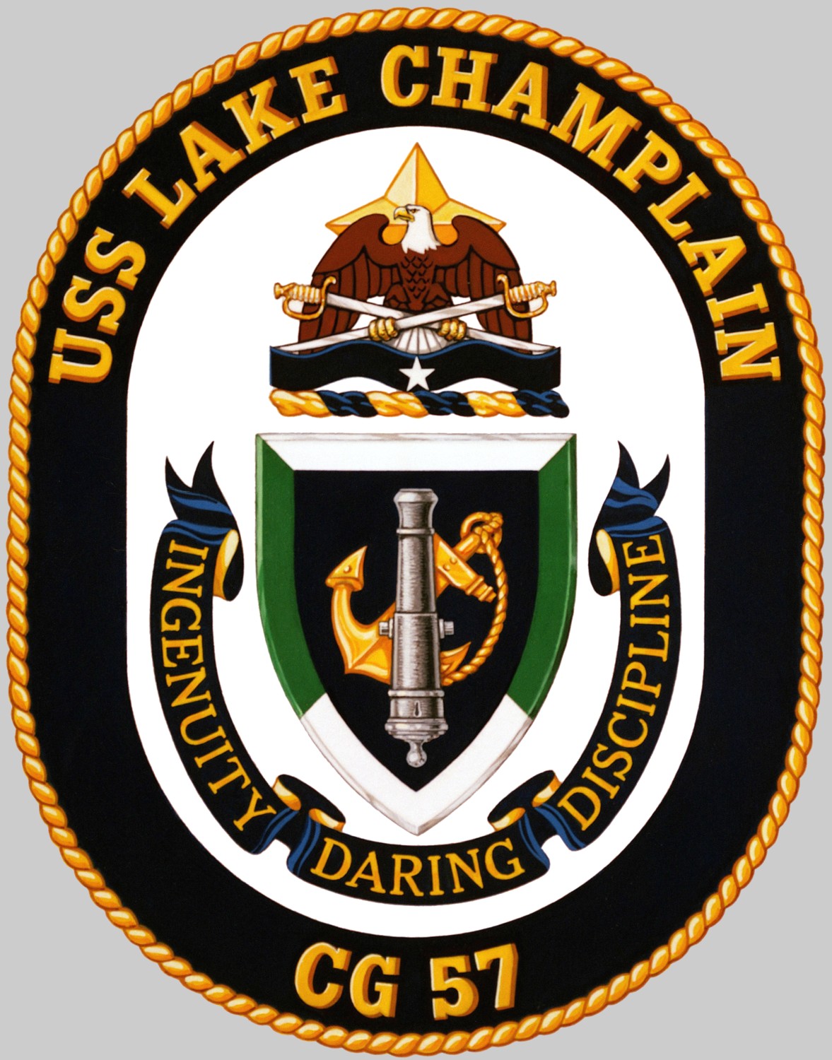 cg-57 uss lake champlain insignia crest patch badge ticonderoga class guided missile cruiser aegis us navy 03c