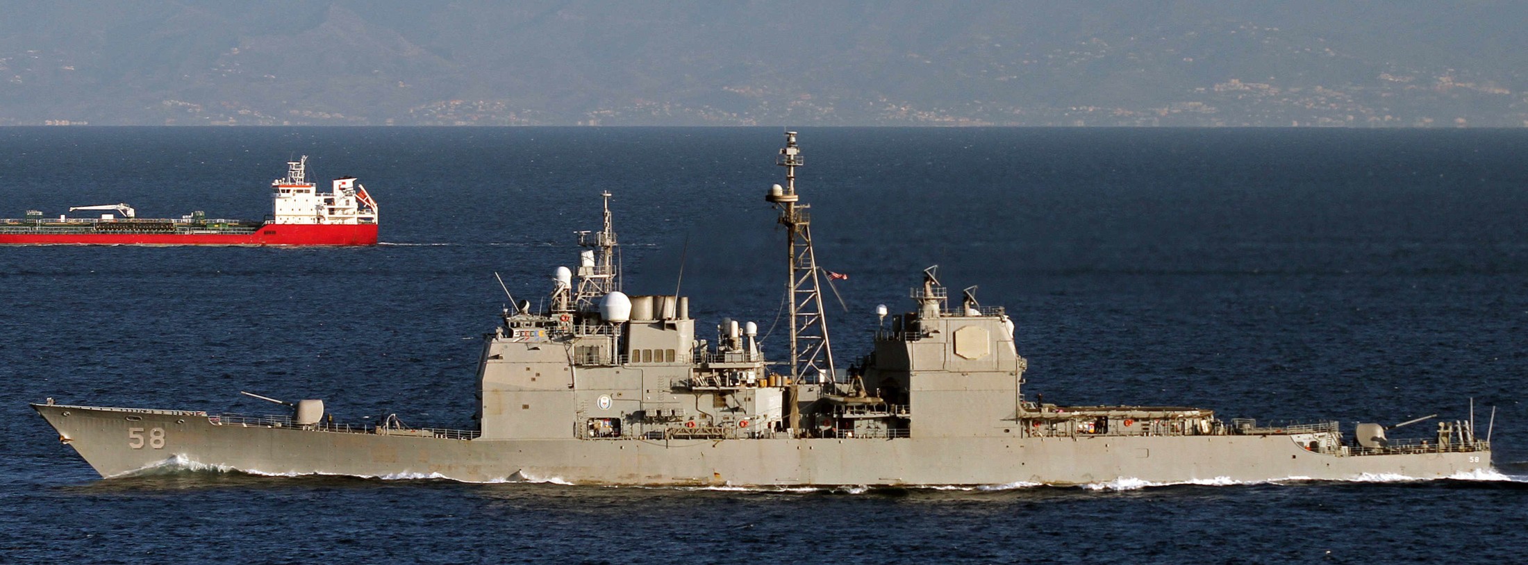 cg-58 uss philippine sea ticonderoga class guided missile cruiser aegis us navy strait of gibraltar 45