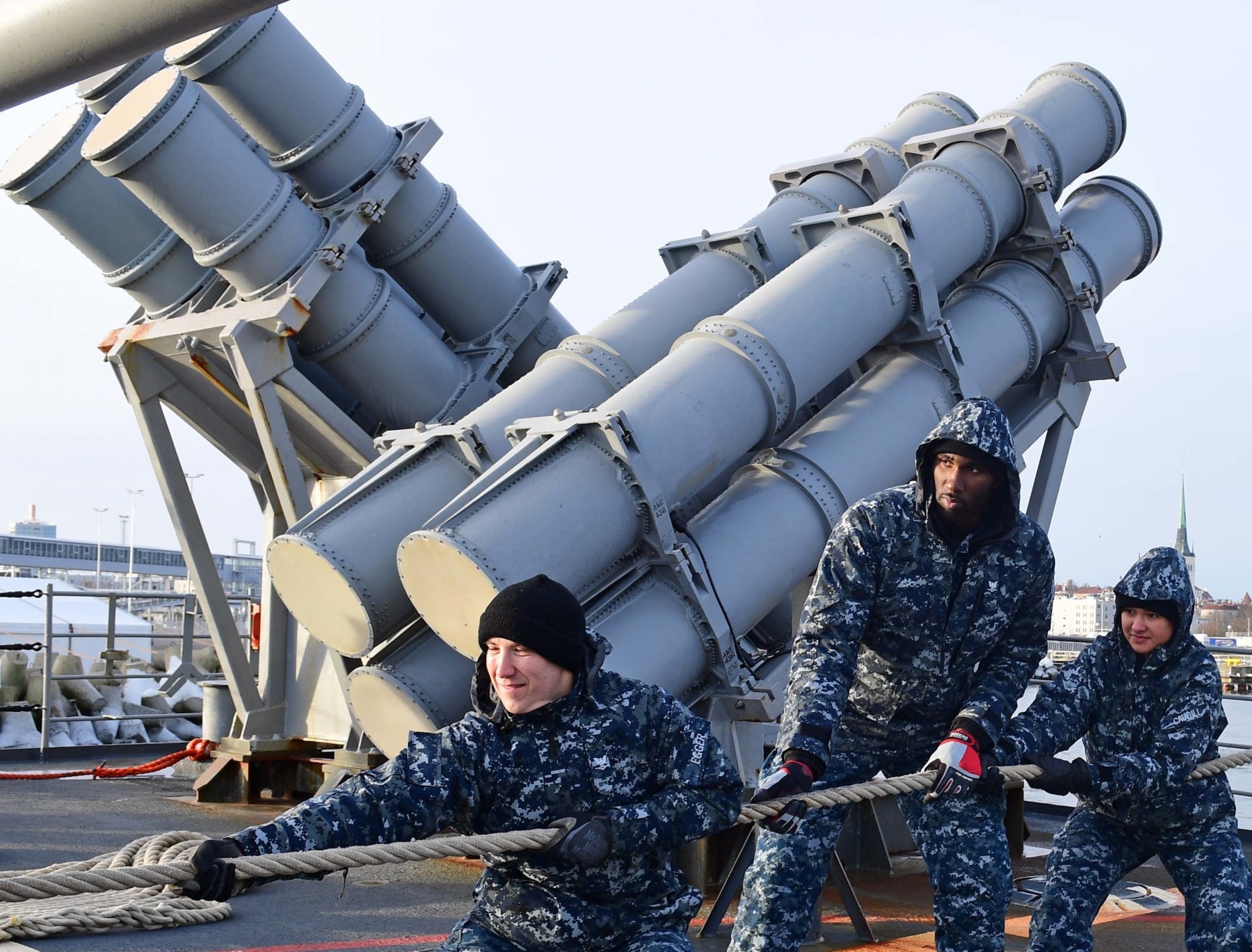 cg-66 uss hue city ticonderoga class guided missile cruiser aegis us navy mk.141 tube launcher rgm-84 harpoon ssm 41