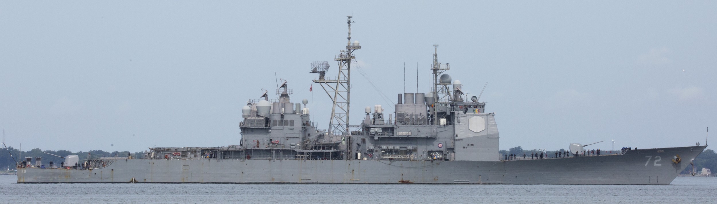 cg-72 uss vella gulf ticonderoga class guided missile cruiser us navy departing norfolk hurricane dorian 114