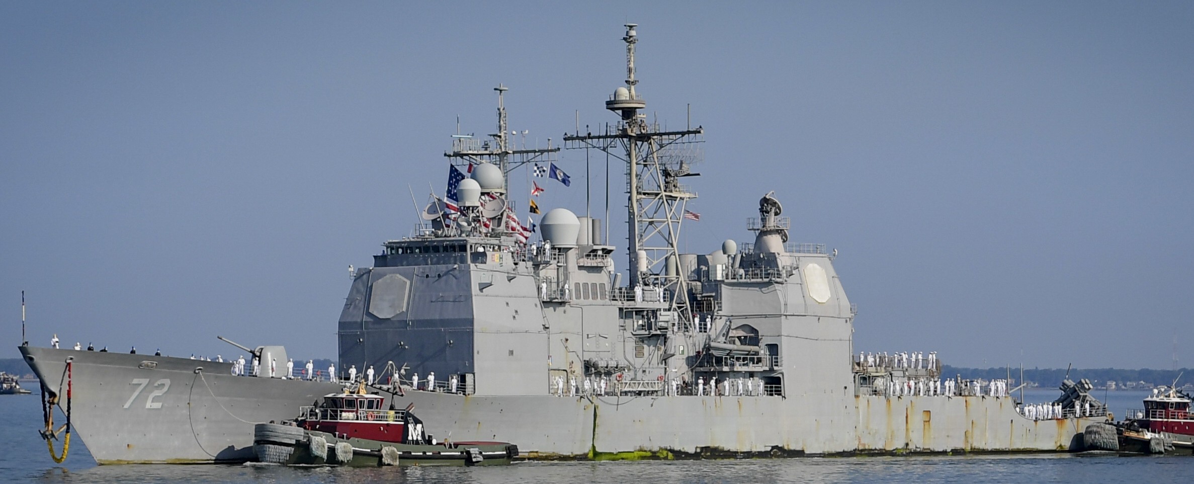 cg-72 uss vella gulf ticonderoga class guided missile cruiser us navy returning naval station norfolk 131