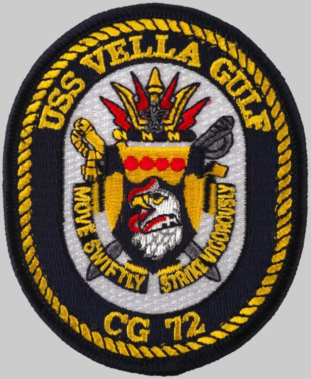 cg-72 uss vella gulf patch insignia crest badge ticonderoga class guided missile cruiser navy 02p