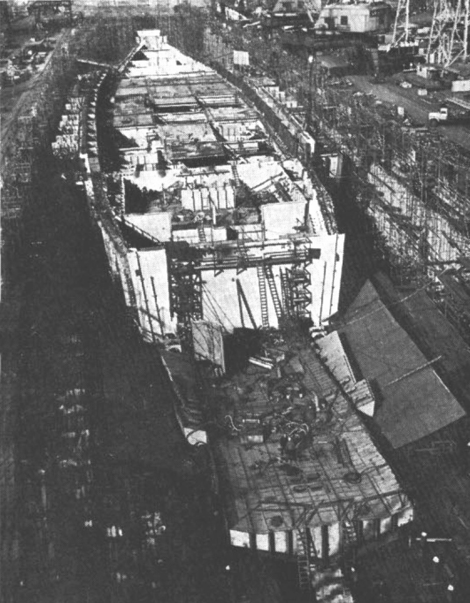 uss independence cv-62 construction new york naval shipyard brooklyn 1956