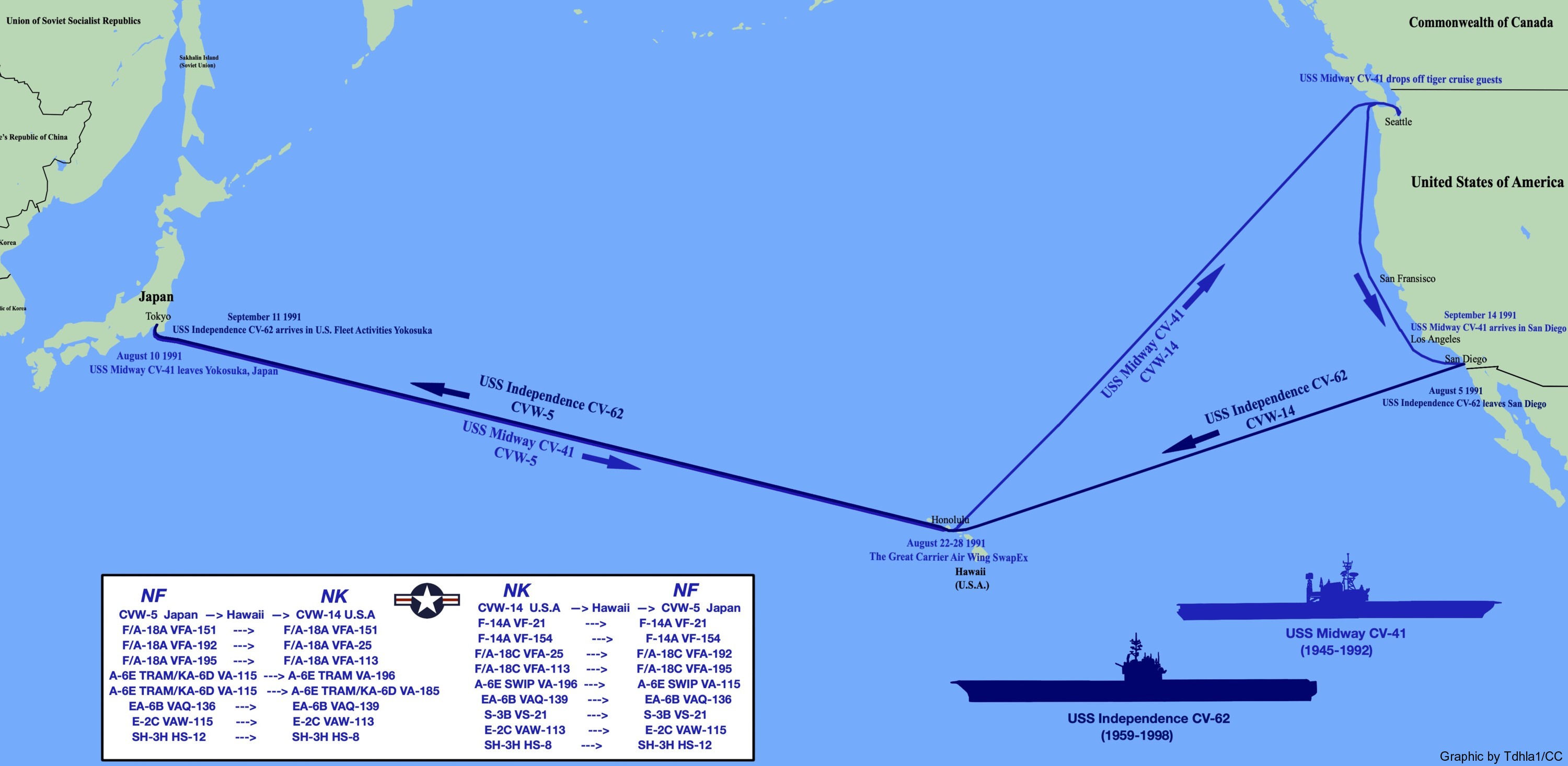 uss independence cv-62 forrestal class aircraft carrier air wing swap 1991 92