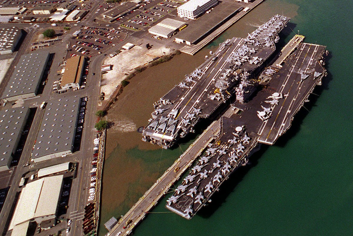 cv-63 uss kitty hawk aircraft carrier air wing cvw-5 us navy 367 exercise rimpac 1998 pearl harbor hawaii