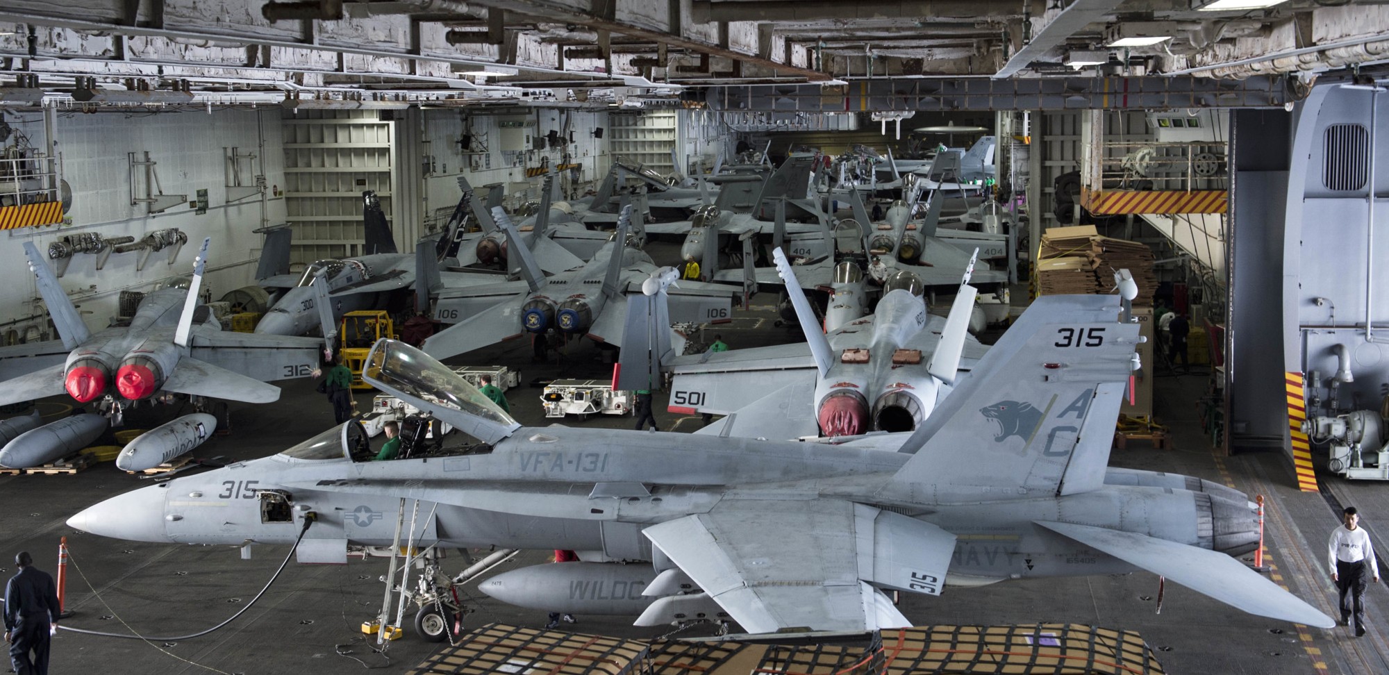 cvn-69 uss dwight d. eisenhower aircraft carrier air wing cvw-3 us navy 416 hangar