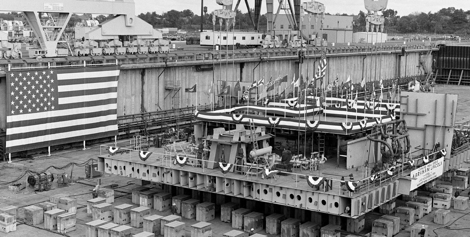 cvn-72 uss abraham lincoln nimitz class aircraft carrier us navy keel laying ceremony newport news 114