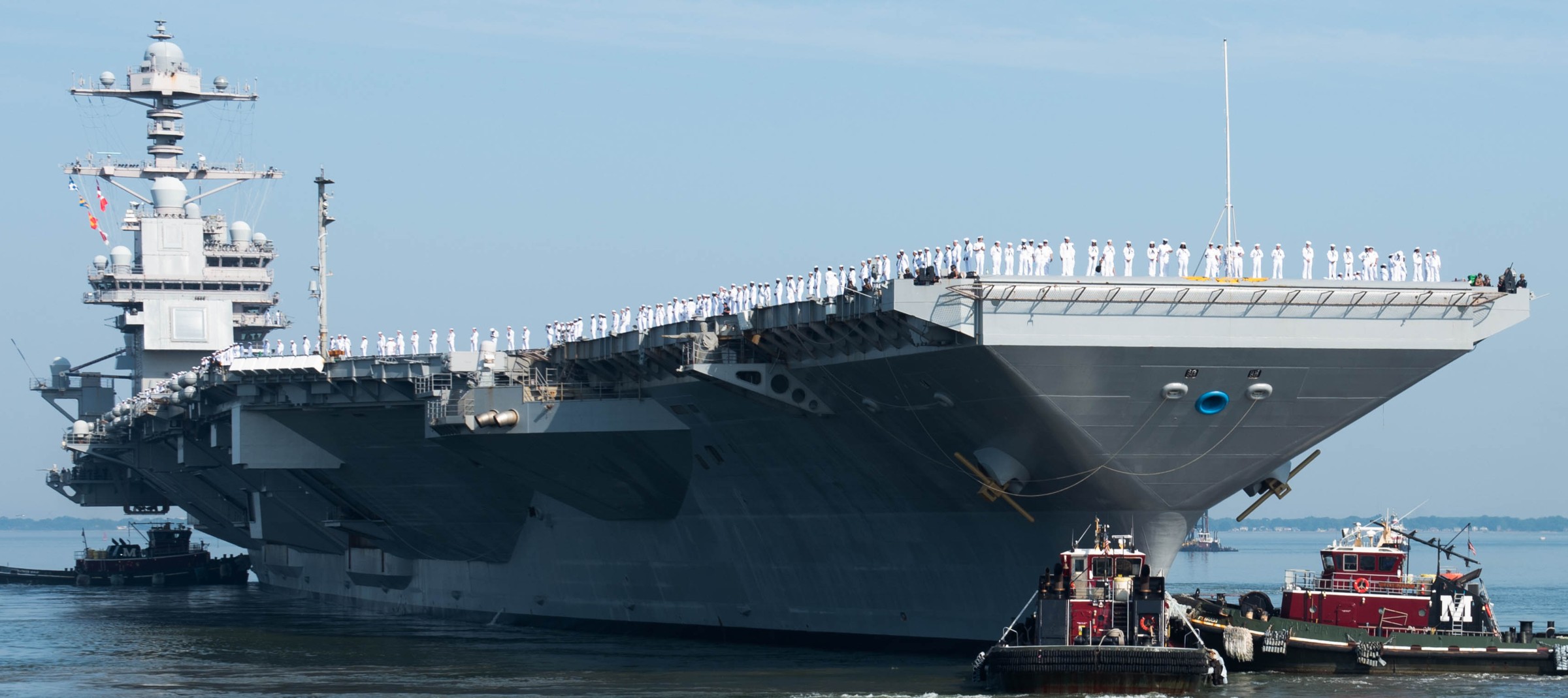uss gerald r. ford cvn-78 aircraft carrier departing norfolk virginia 2025 138