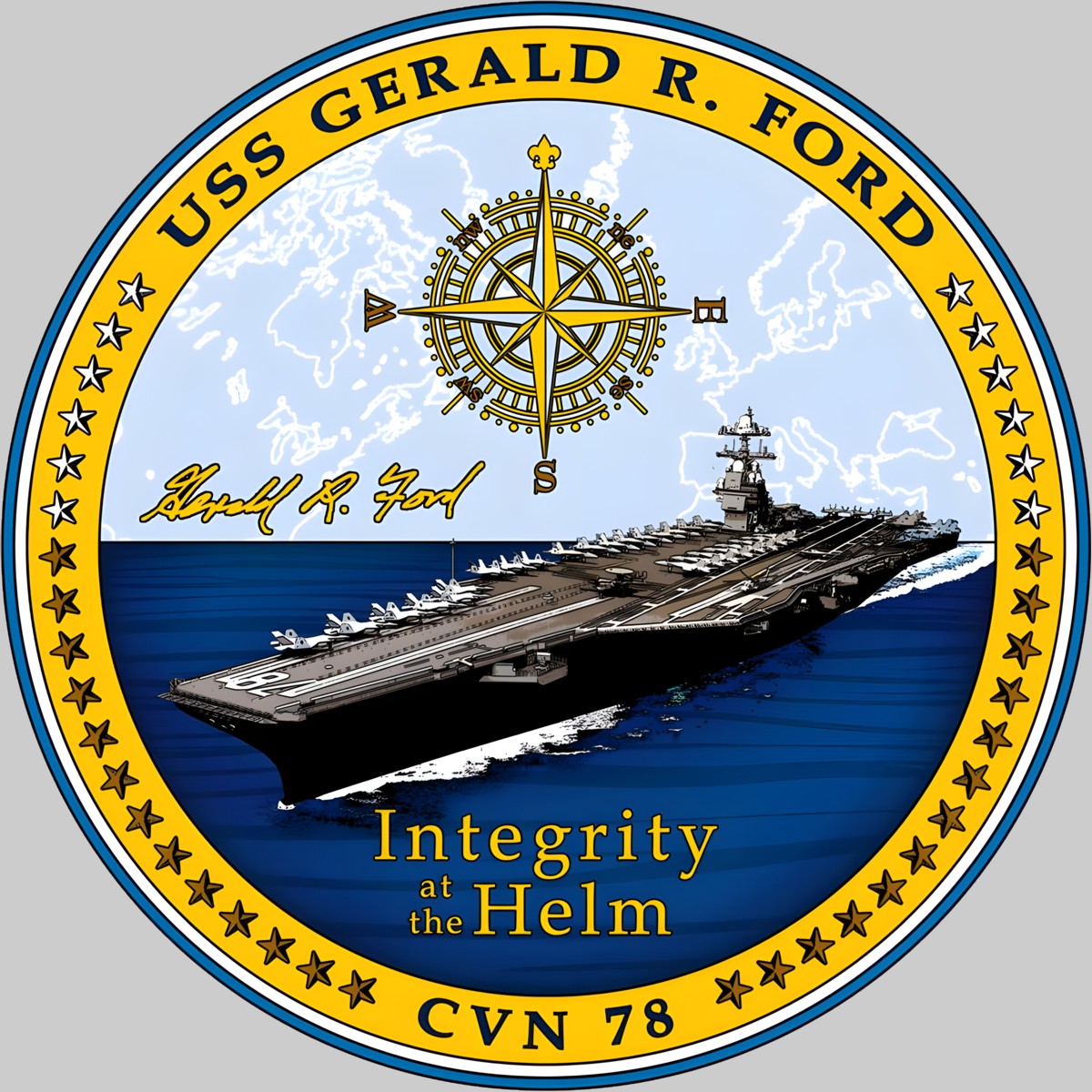 cvn-78 uss gerald r. ford insignia crest patch badge aircraft carrier us navy 02x