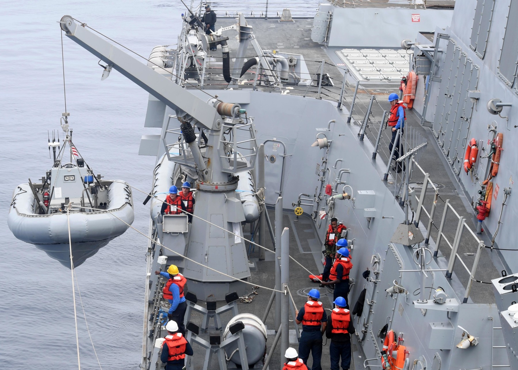 ddg-111 uss spruance arleigh burke class guided missile destroyer aegis us navy rhib small boat 41