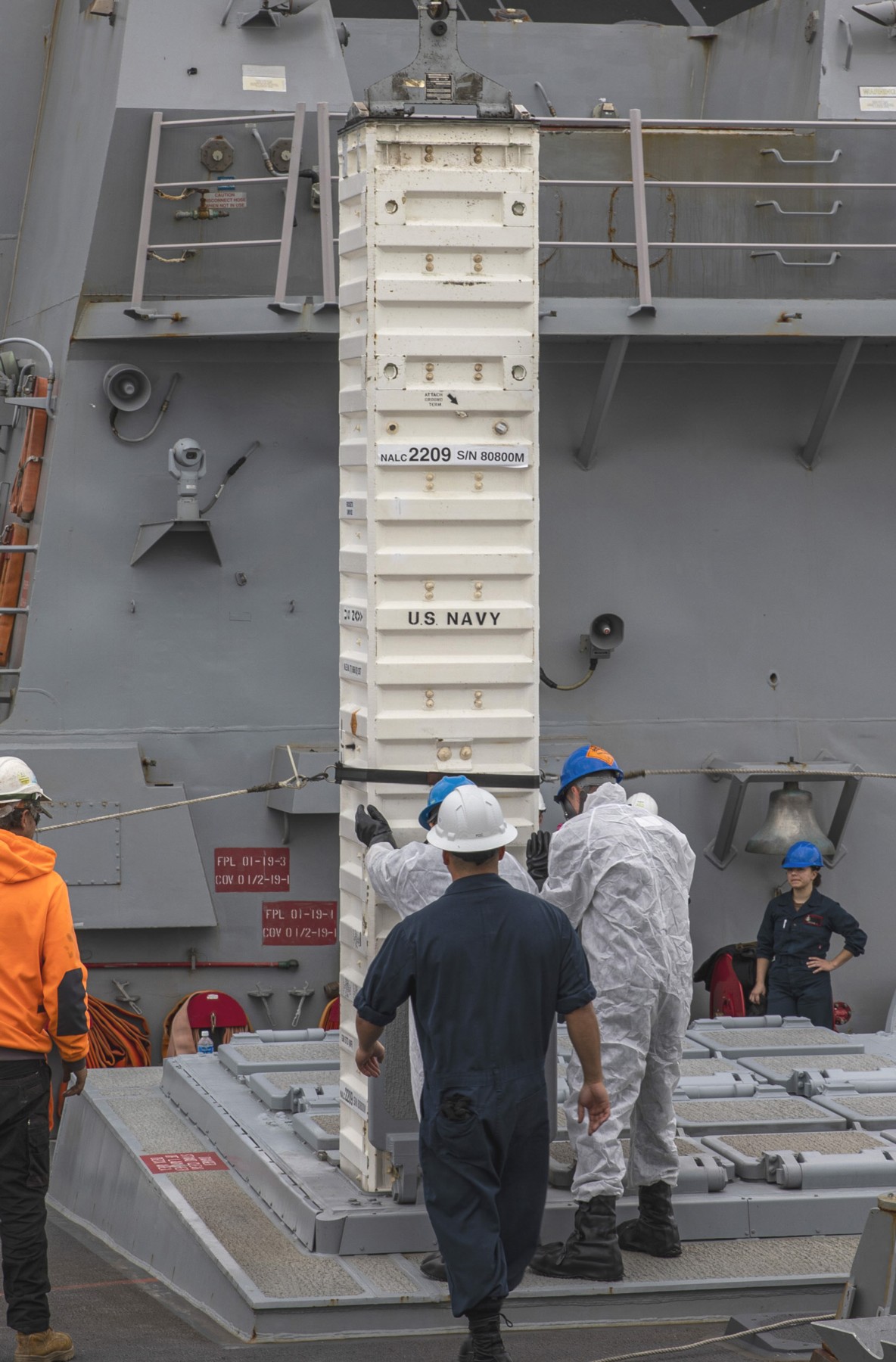 ddg-115 uss rafael peralta arleigh burke class guided missile destroyer mk.41 vls ammunition onload 77