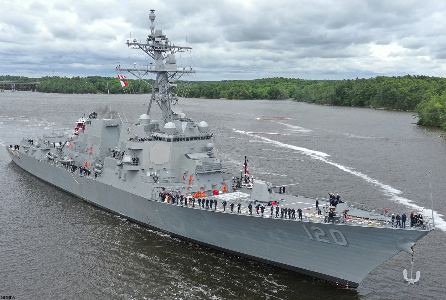 ddg-120 uss carl m. levin arleigh burke class guided missile destroyer departing bath iron works maine 43