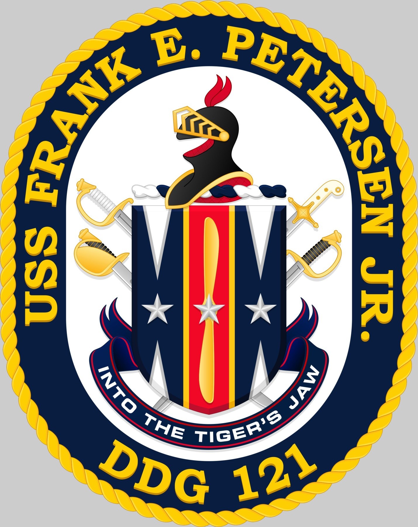 ddg-121 uss frank e. petersen jr. insignia crest patch badge arleigh burke class guided missile destroyer us navy aegis ingalls hii 02x