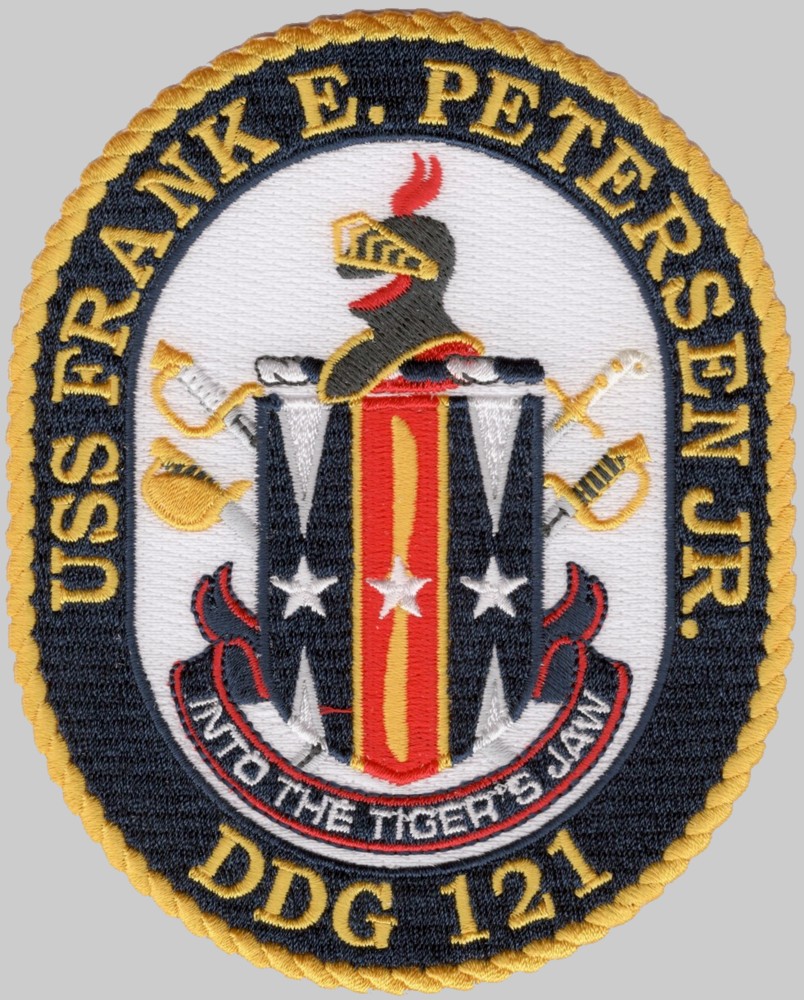 ddg-121 uss frank e. petersen jr. insignia crest patch badge arleigh burke class guided missile destroyer us navy 02p