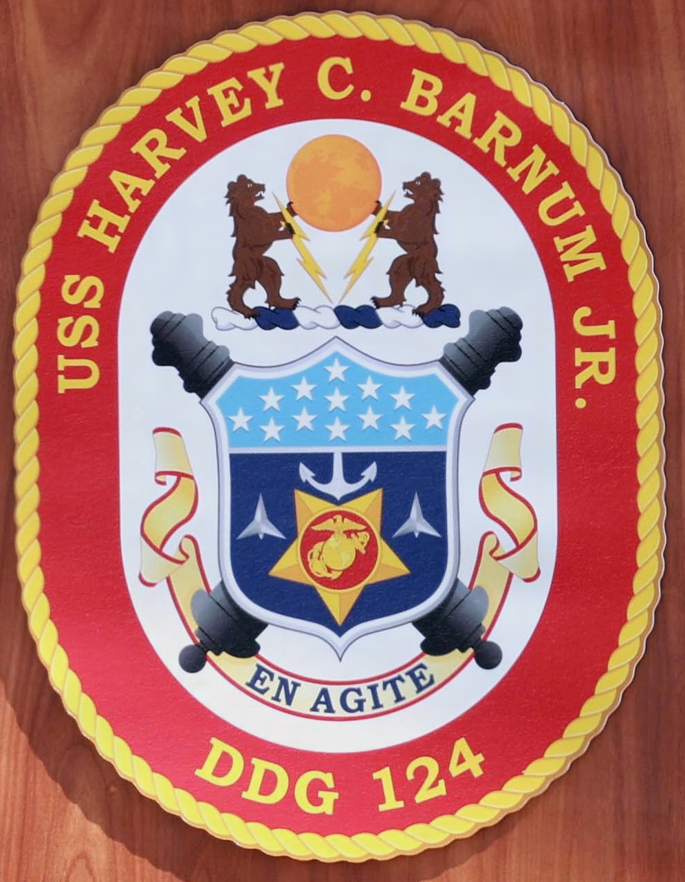 uss harvey c. barnum ddg-124 insignia crest patch badge arleigh burke class guided missile destroyer aegis us navy 03c
