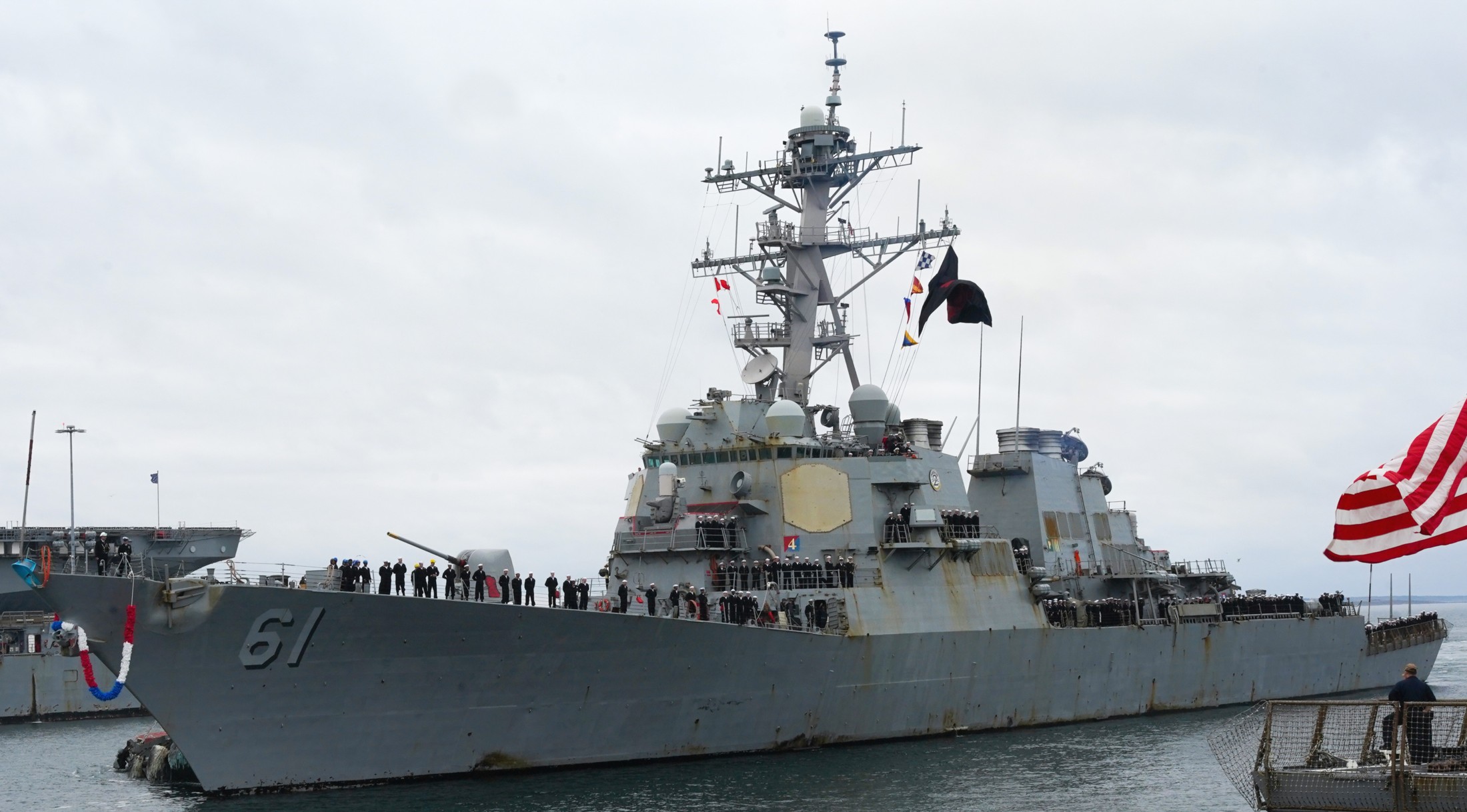 ddg-61 uss ramage guided missile destroyer returning naval station norfolk virginia december 2023