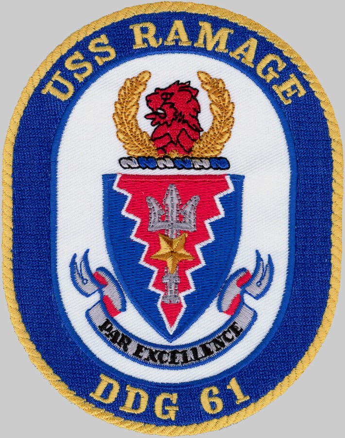 ddg-61 uss ramage insignia crest patch badge guided missile destroyer us navy 03p