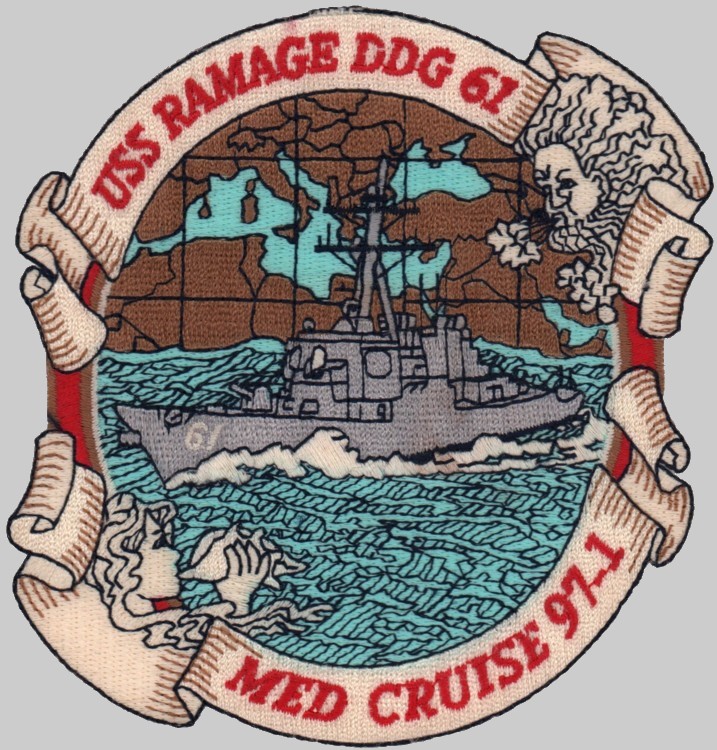 ddg-61 uss ramage insignia crest cruise patch badge guided missile destroyer us navy 04p